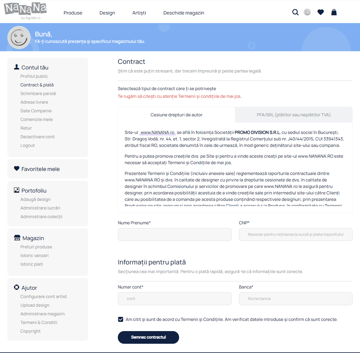 Semnare contract termeni si conditii